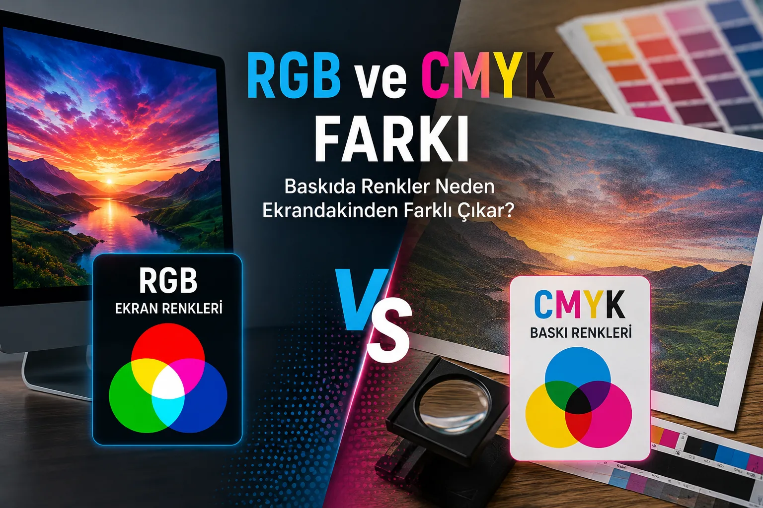 RGB ve CMYK Farkı: Baskıda Renkler Neden Ekrandakinden Farklı Çıkar?