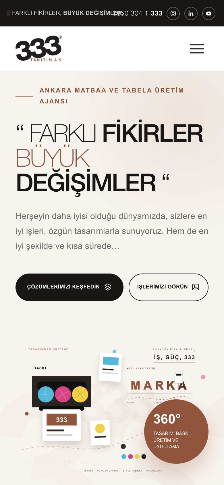 333 Tanıtım A.ş — mobil görünüm