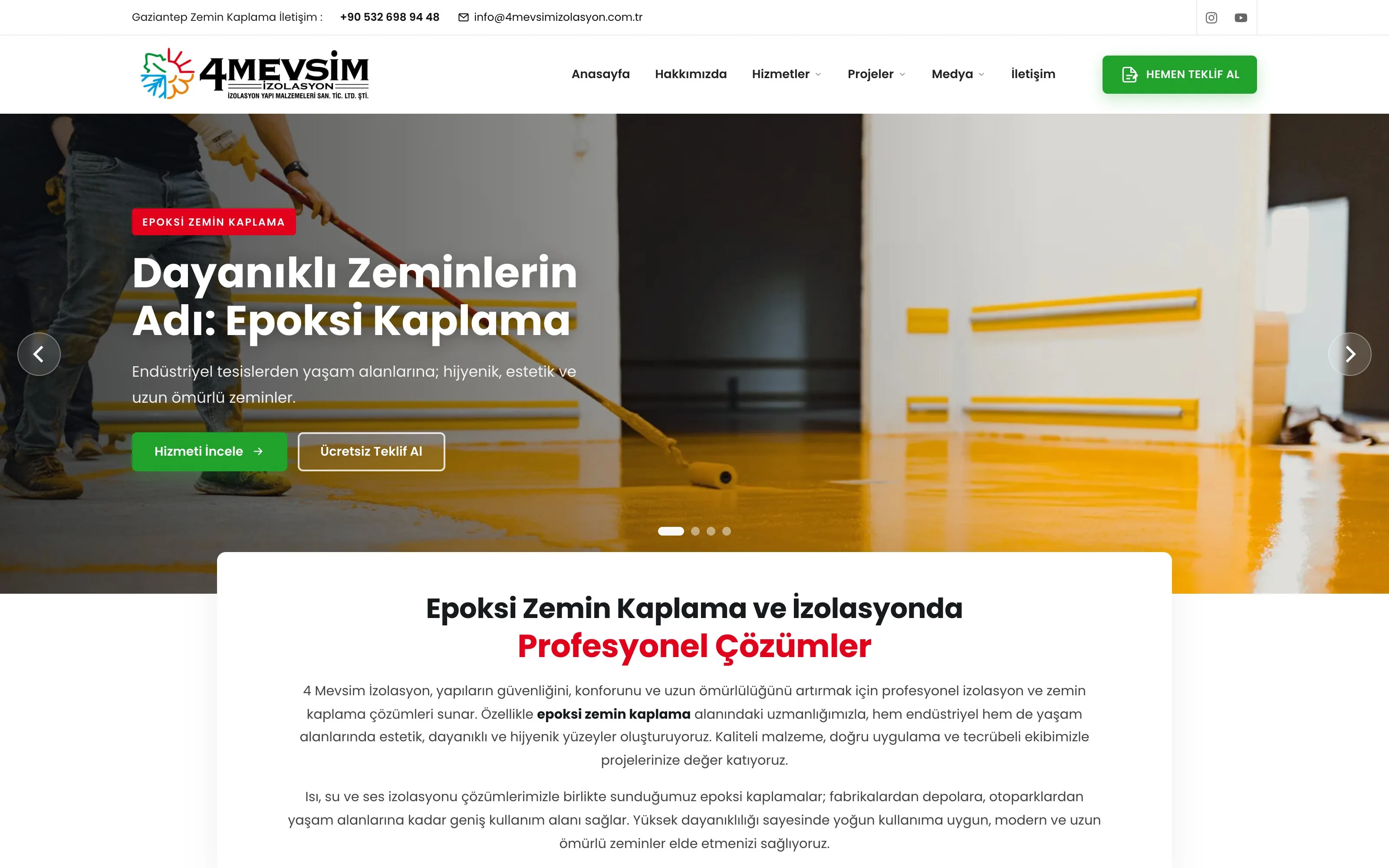 4 Mevsim İzolasyon web sitesi ekran görüntüsü