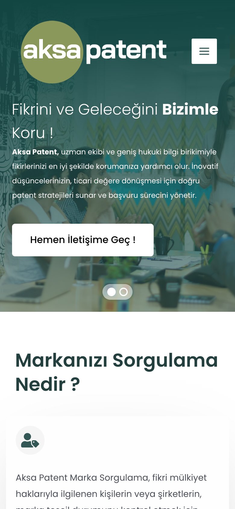 Aksa Patent — mobil görünüm