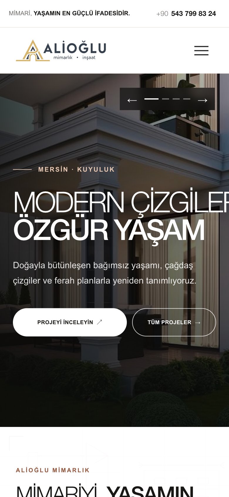 Alioğlu İnşaat — mobil görünüm