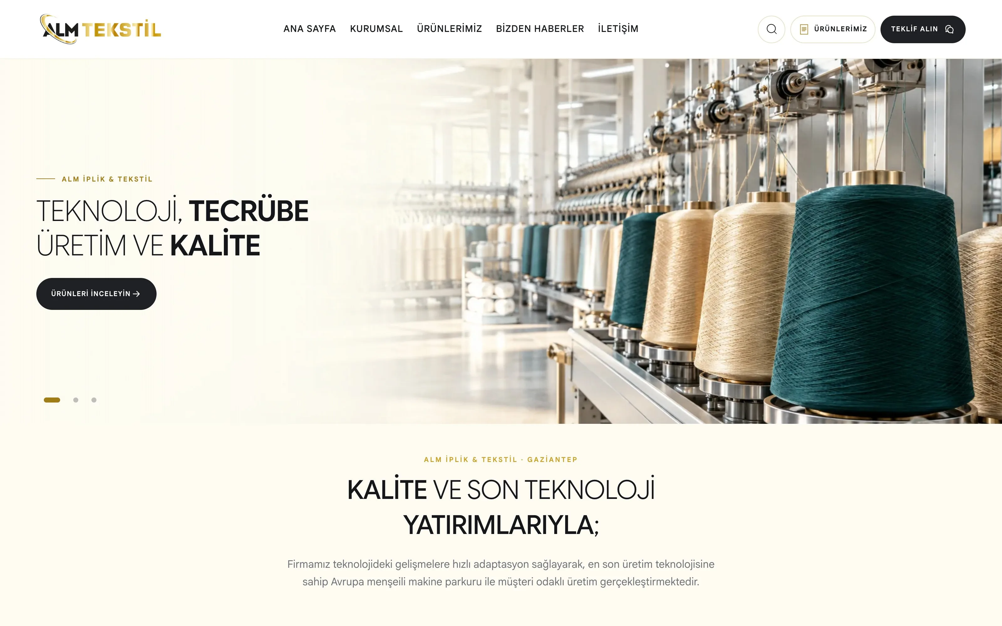 Almiplik Tekstil web sitesi ekran görüntüsü