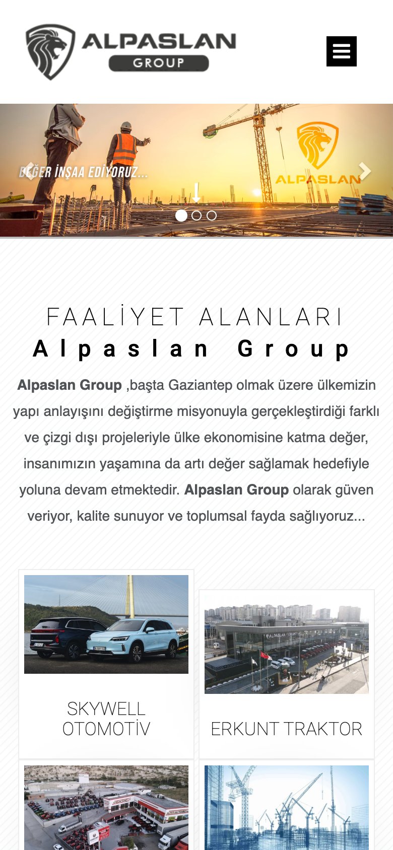 Alpaslan Group — mobil görünüm