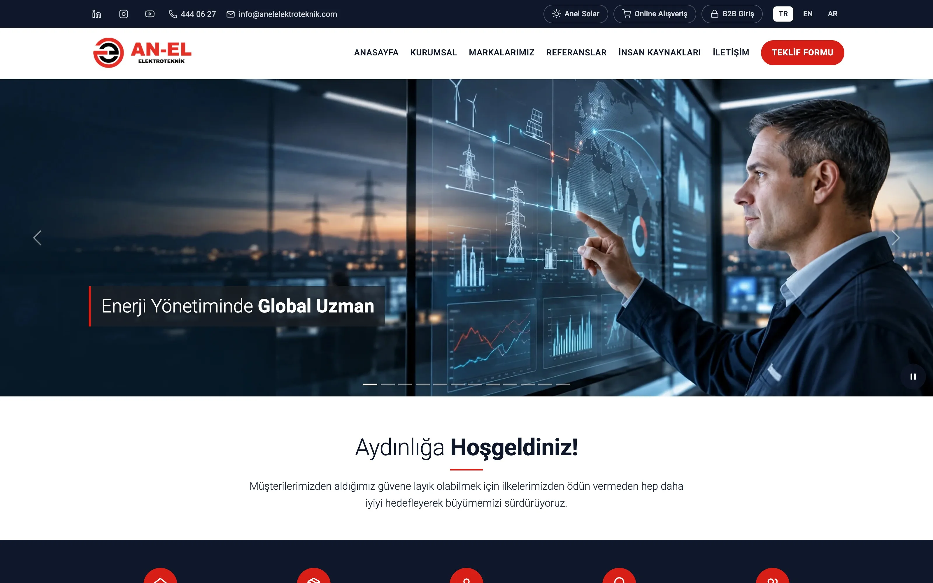 Anel Elektroteknik web sitesi ekran görüntüsü