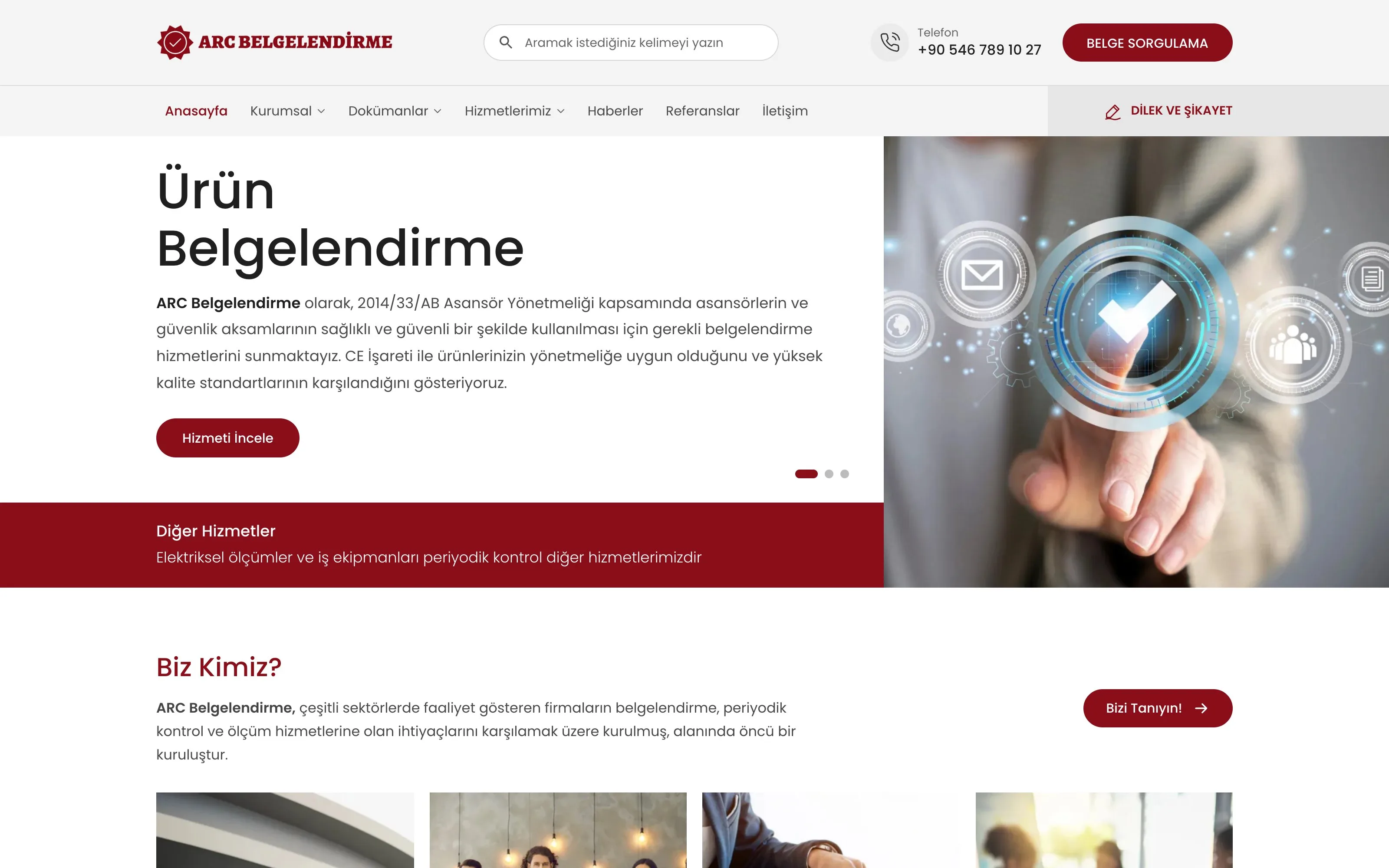ARC Belgelendirme web sitesi ekran görüntüsü
