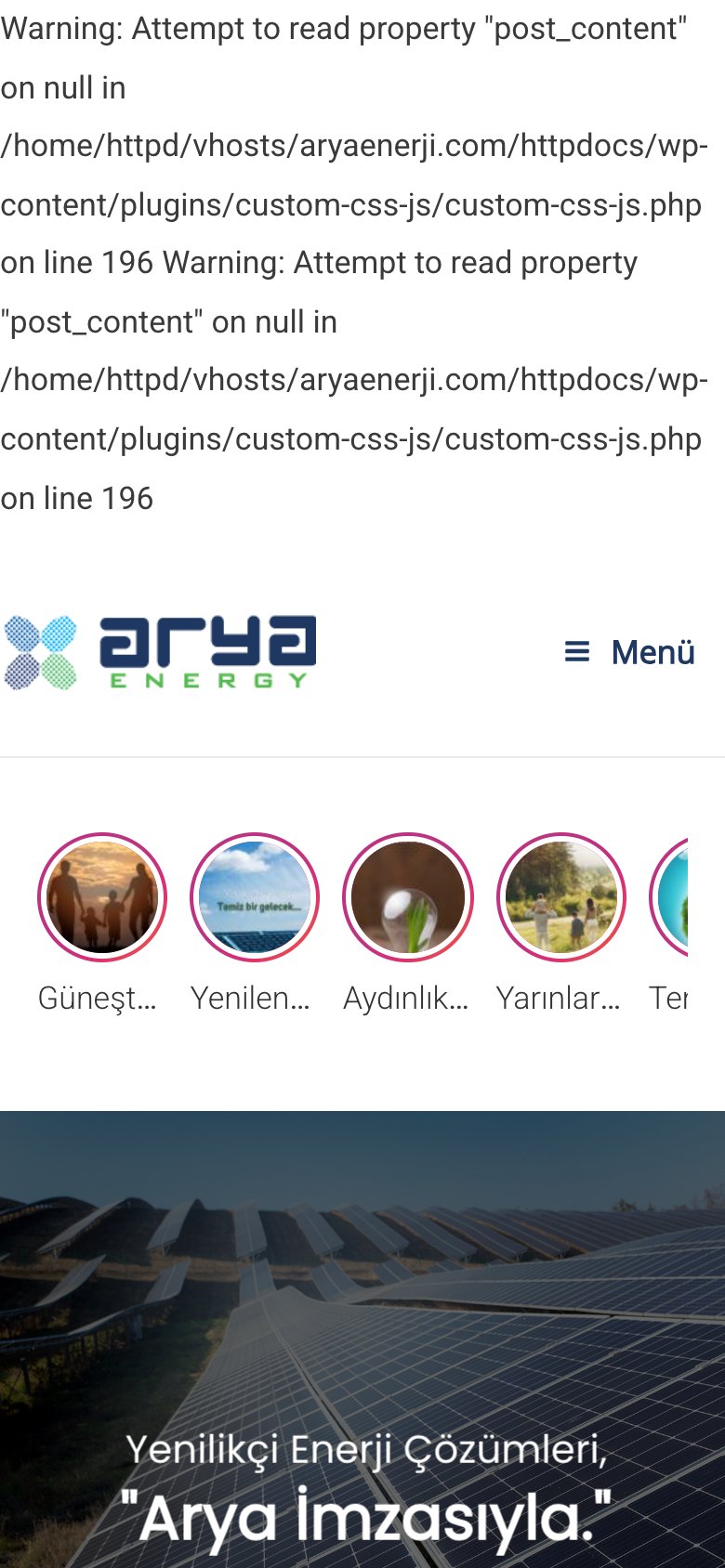 Arya Enerji — mobil görünüm