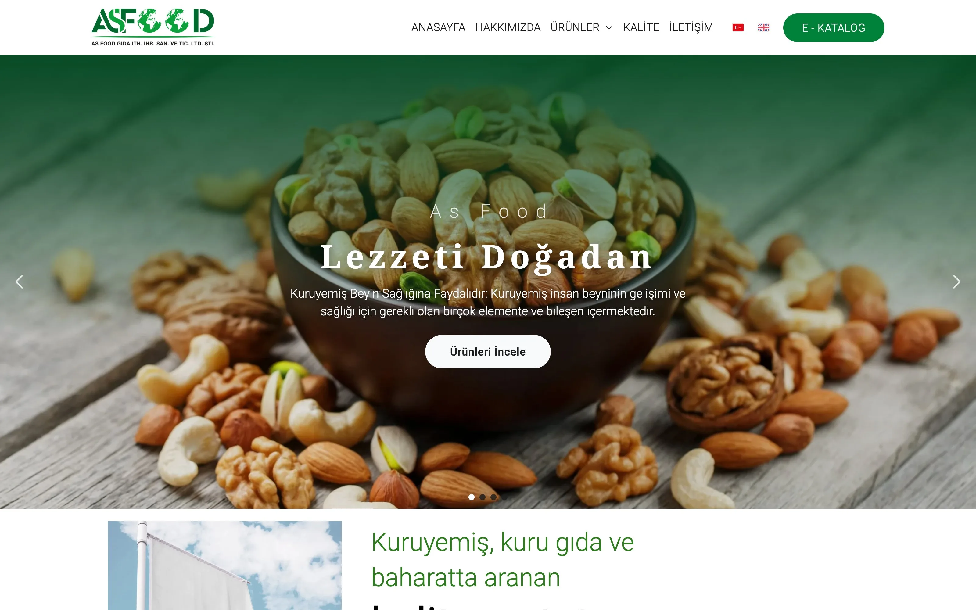 AS Food Gıda web sitesi ekran görüntüsü