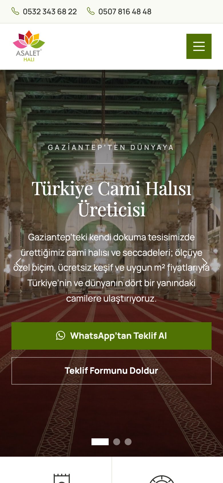 Asalet Halı — mobil görünüm