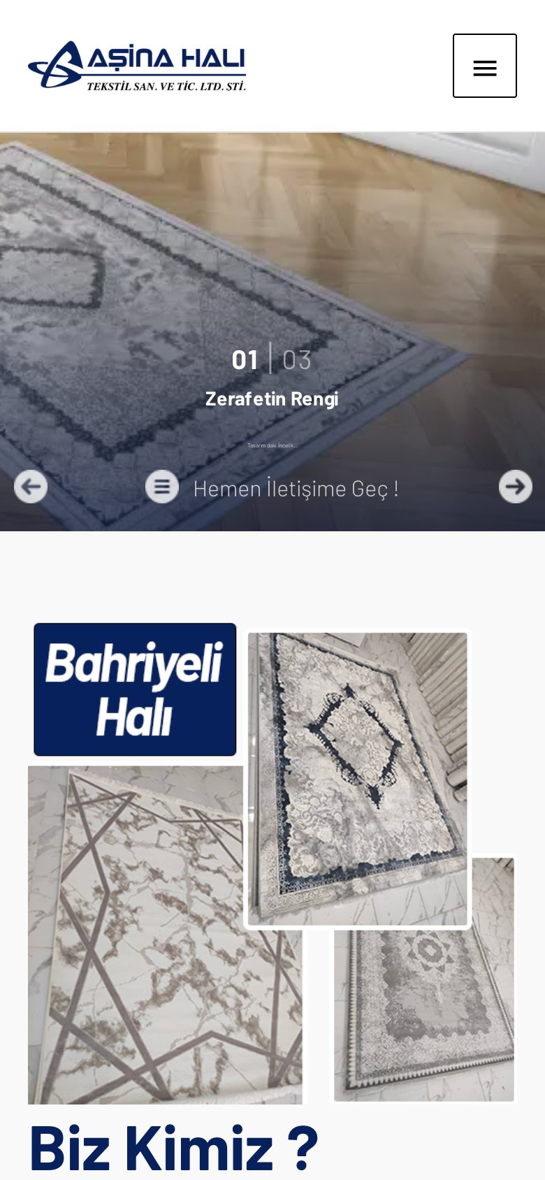 Asina Carpet — mobil görünüm
