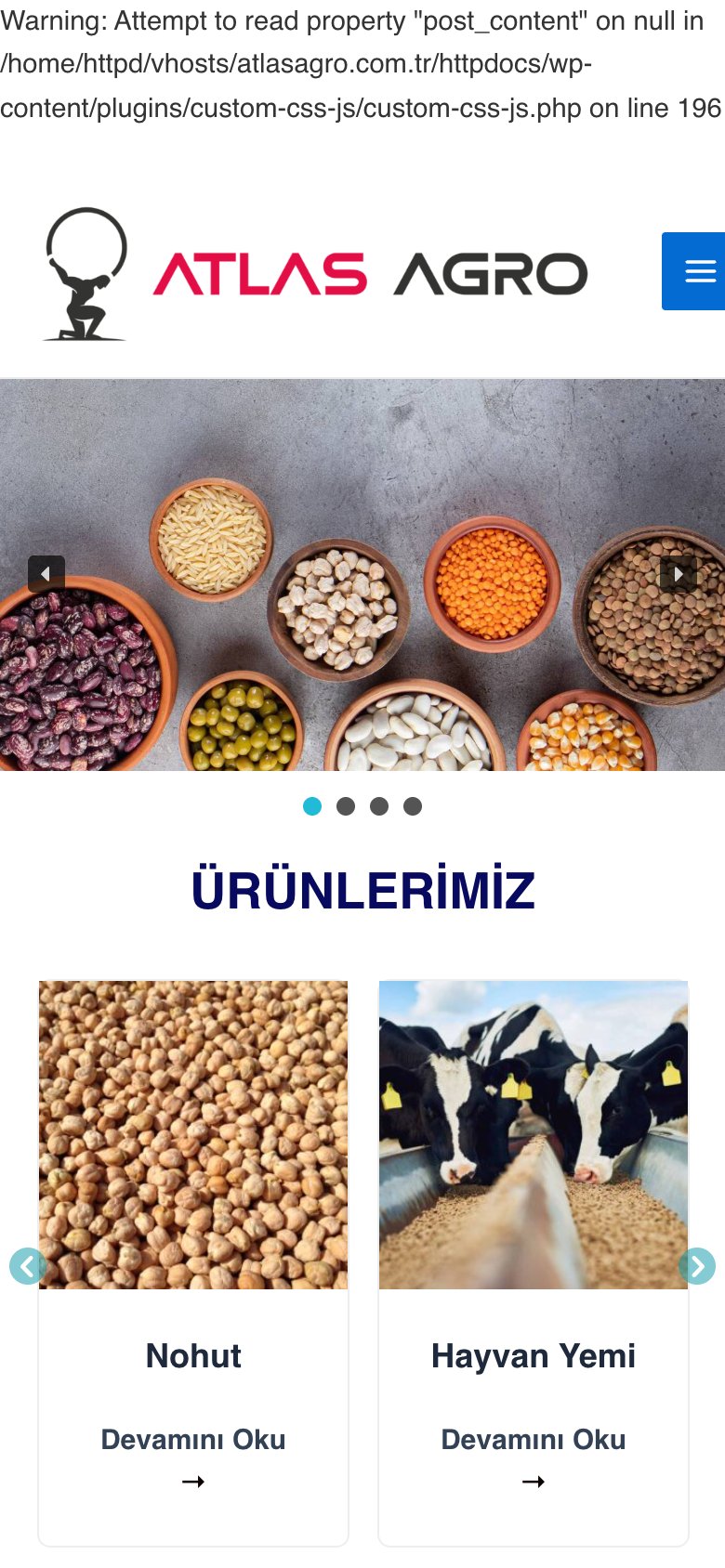 Atlas Agro — mobil görünüm