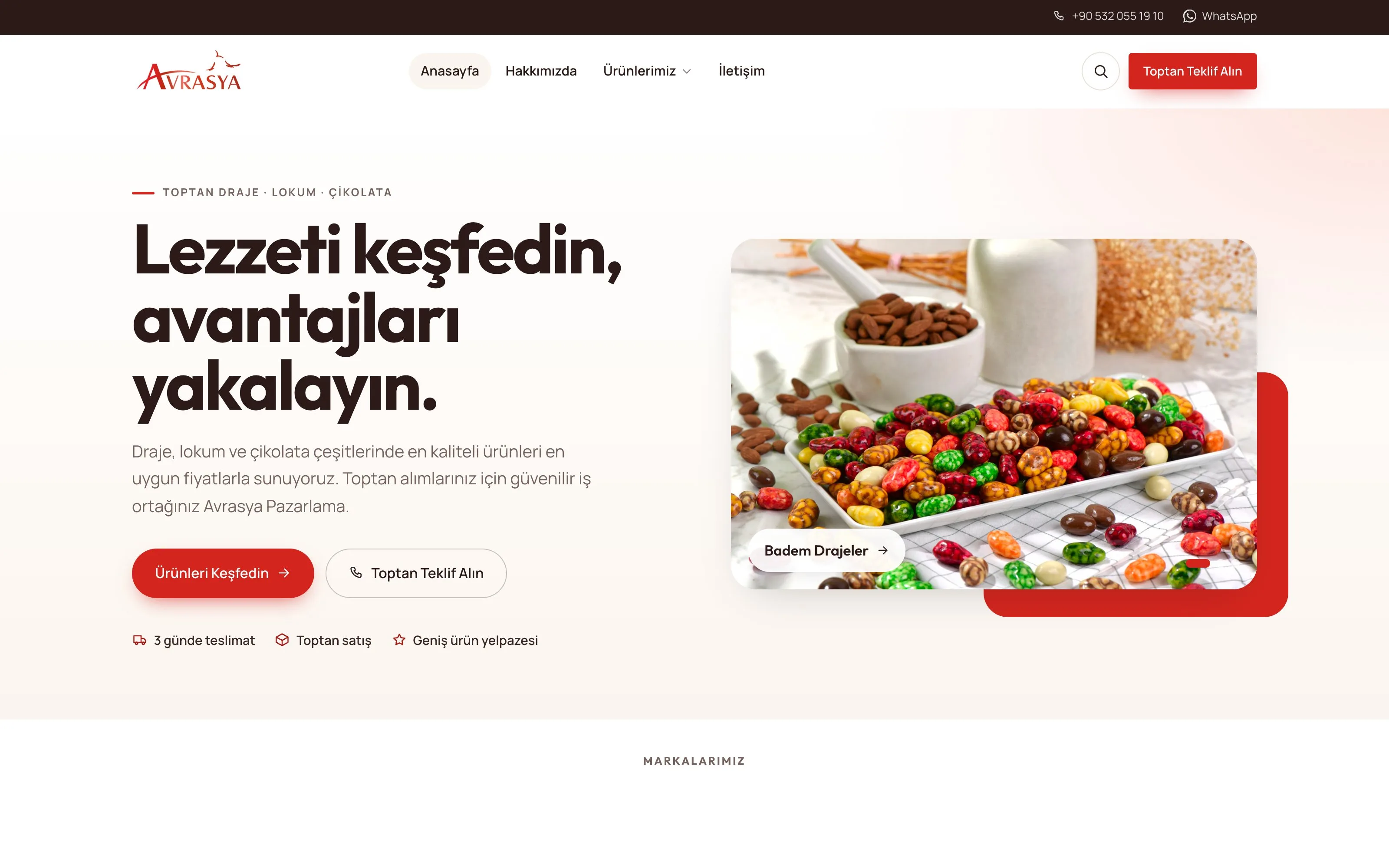 Avrasya Pazarlama web sitesi ekran görüntüsü