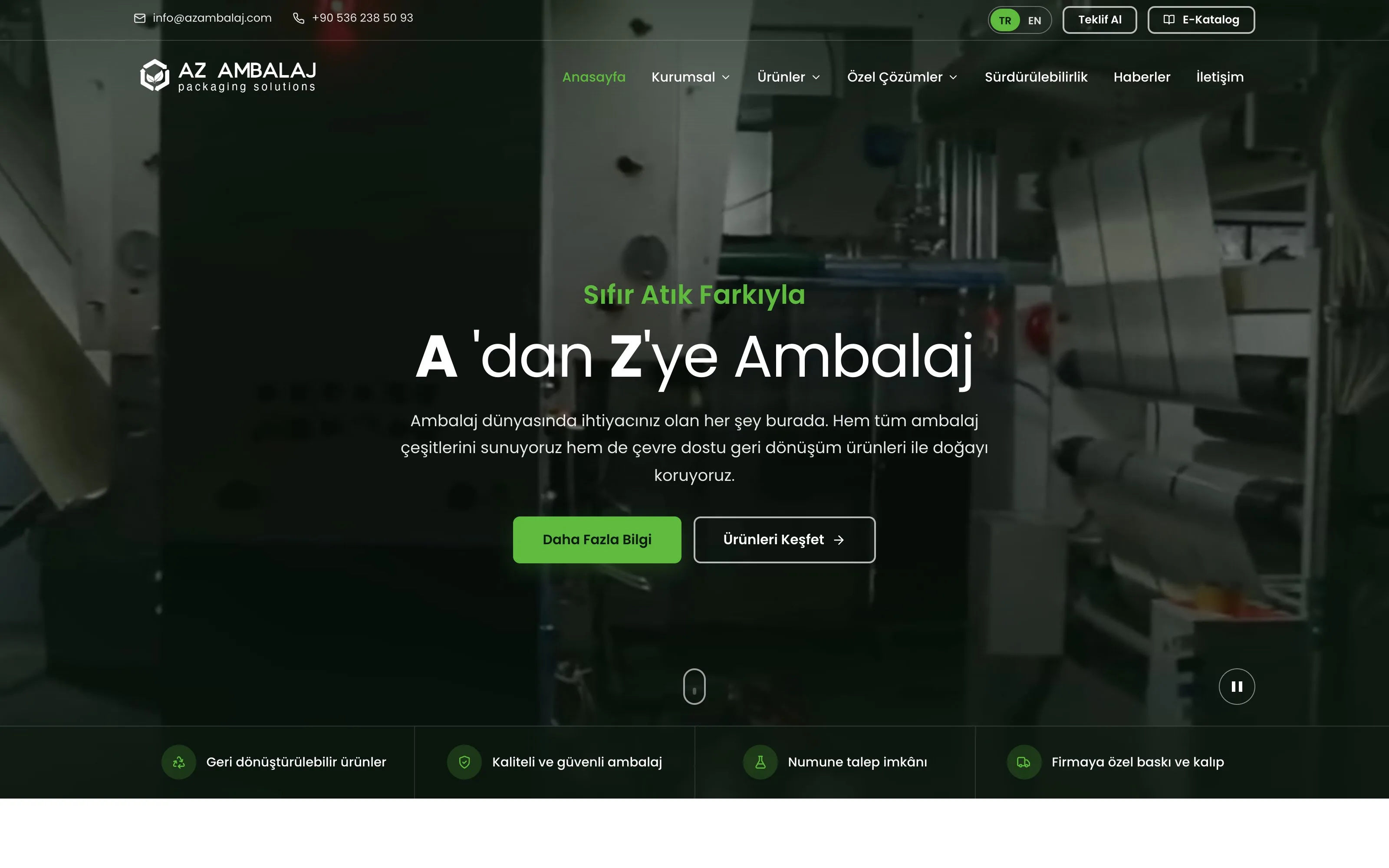 AZ Ambalaj web sitesi ekran görüntüsü