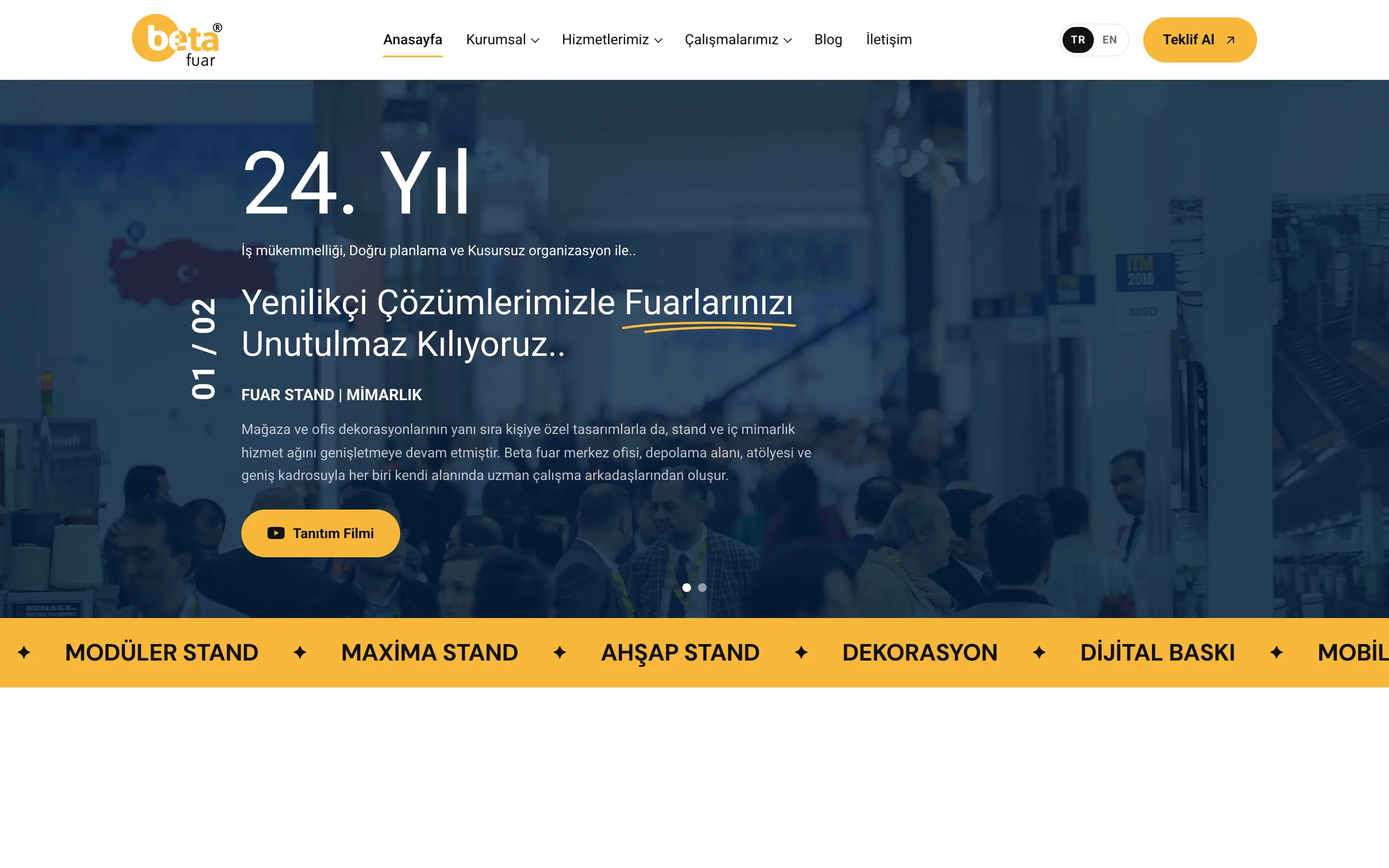 Beta Fuar web sitesi ekran görüntüsü