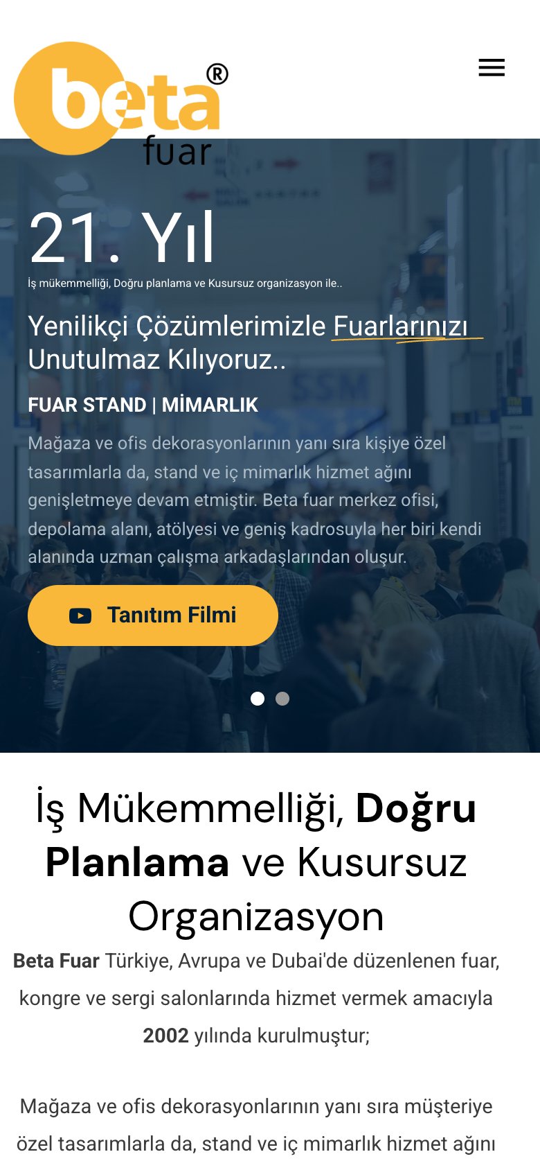 Beta Fuar — mobil görünüm