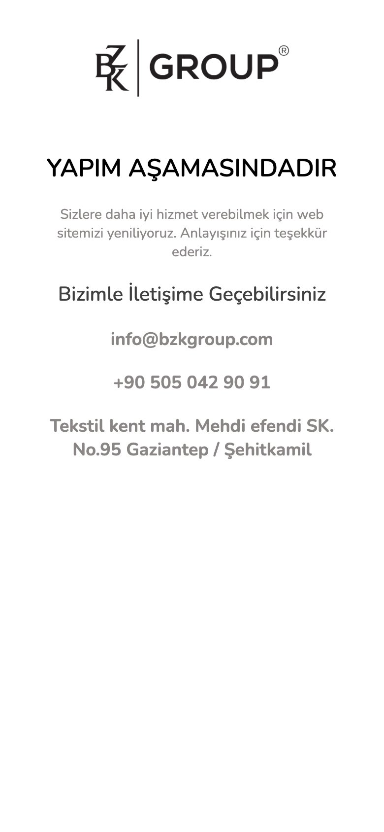 BZK Group — mobil görünüm