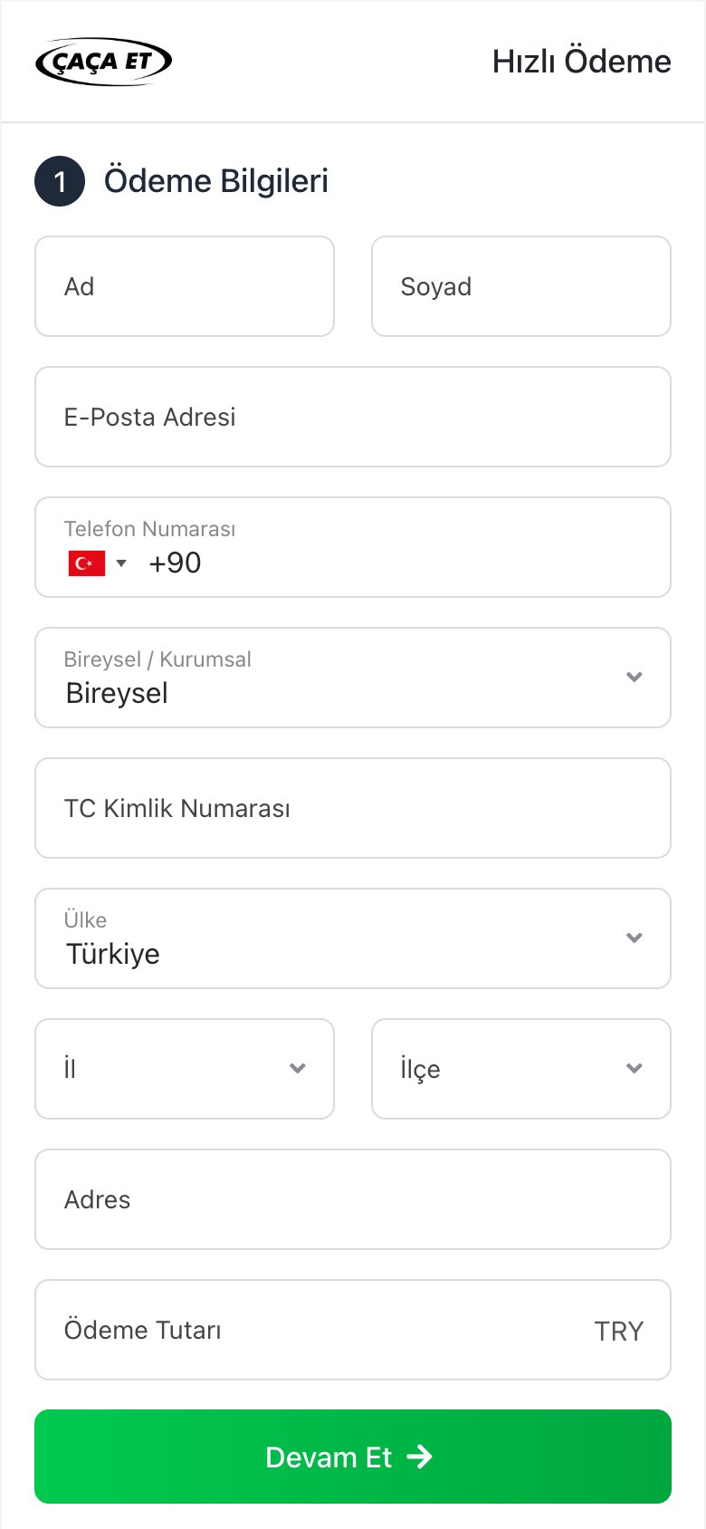 Cacaet Ödeme — mobil görünüm