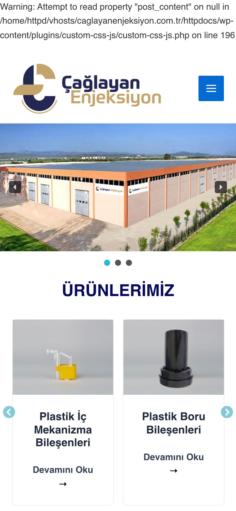 Çağlayan Enjeksiyon — mobil görünüm