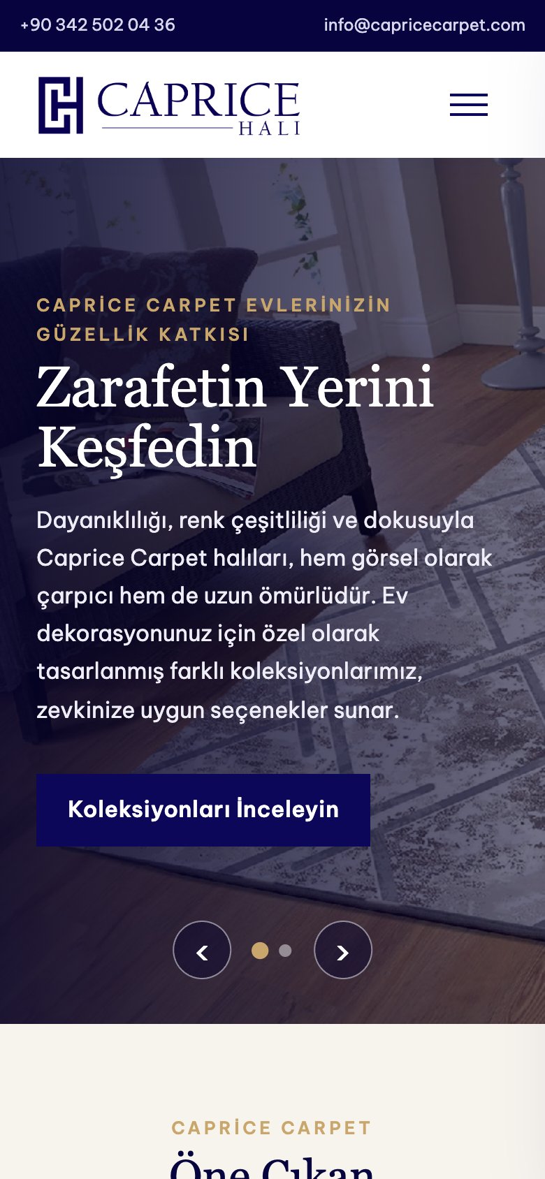 Caprice Carpet — mobil görünüm