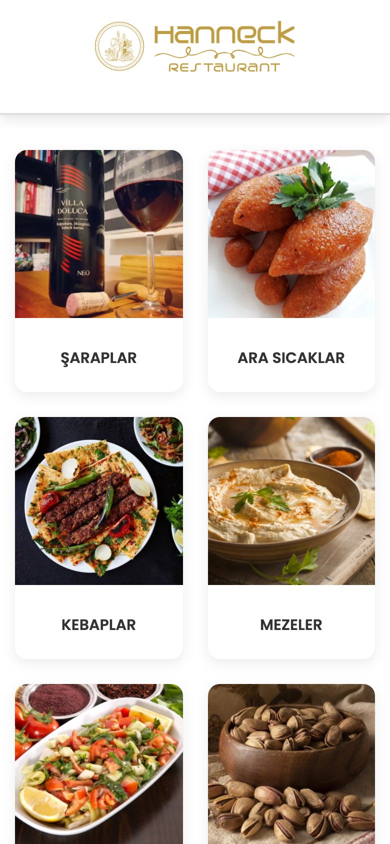 Carvino Restaurant Menü — mobil görünüm