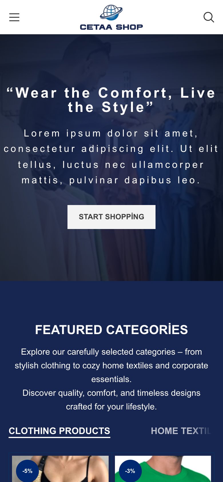 Cetaa Group Shop — mobil görünüm