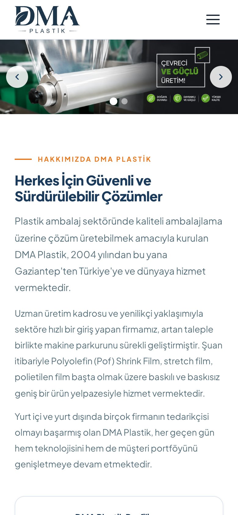 DMA Plastik — mobil görünüm