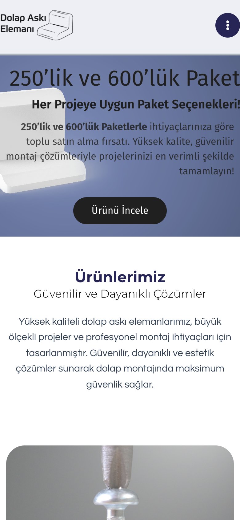 Dolap Askı Elemanı — mobil görünüm