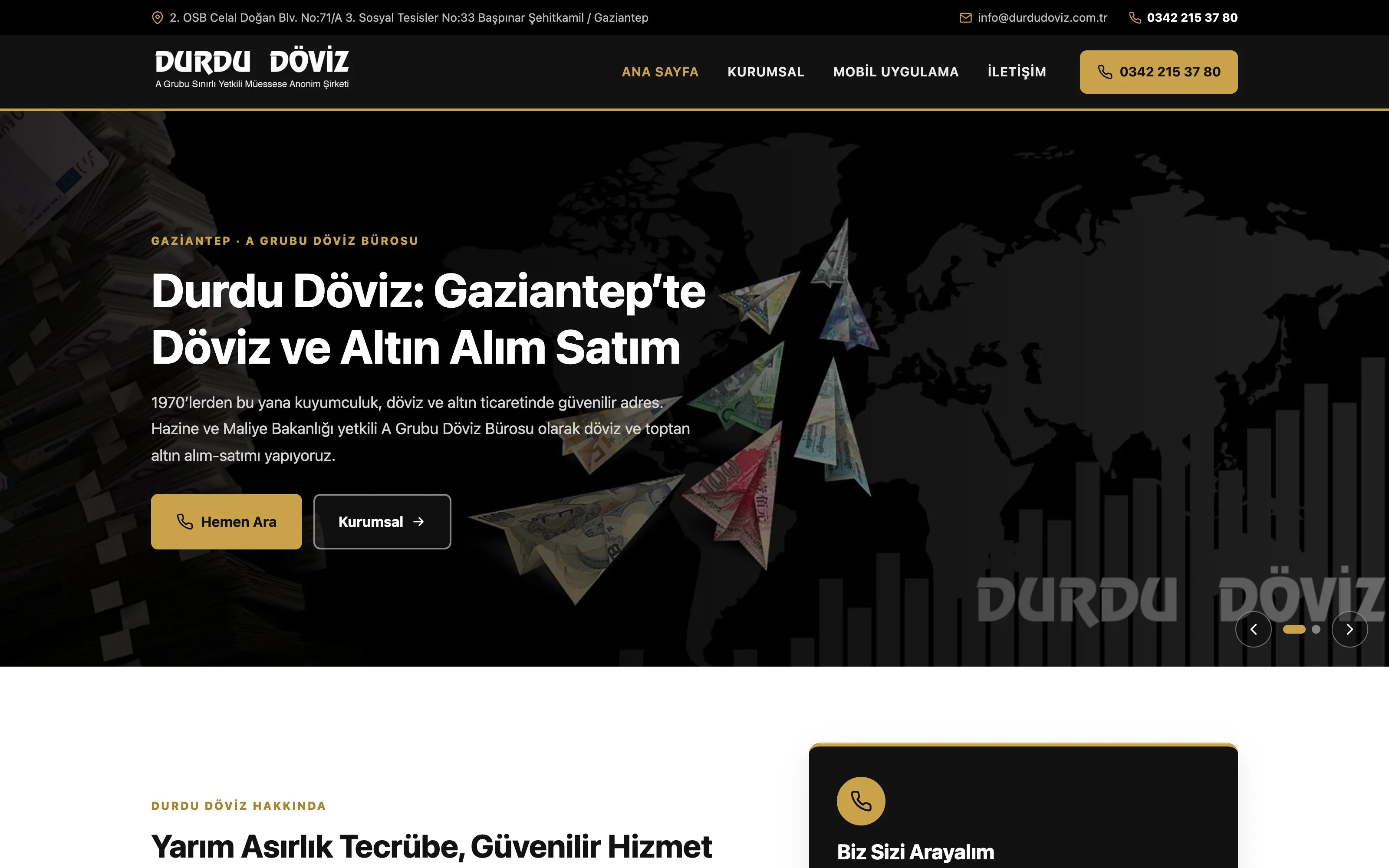 Durdu Döviz web sitesi ekran görüntüsü