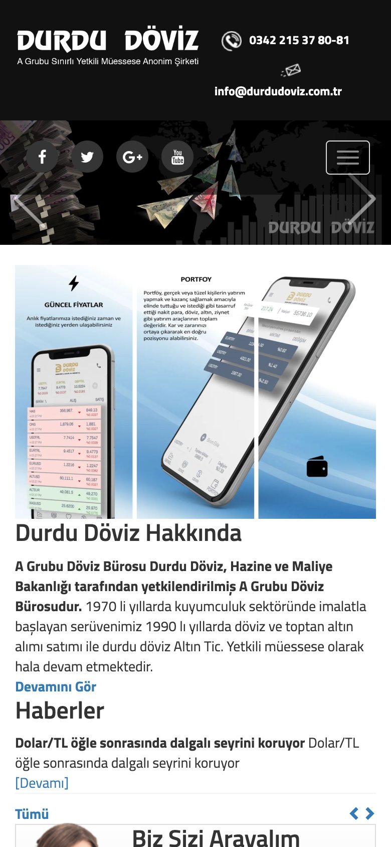 Durdu Döviz — mobil görünüm