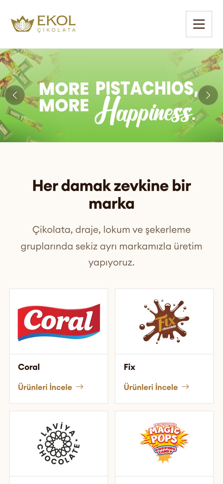 Ekol Çikolata — mobil görünüm