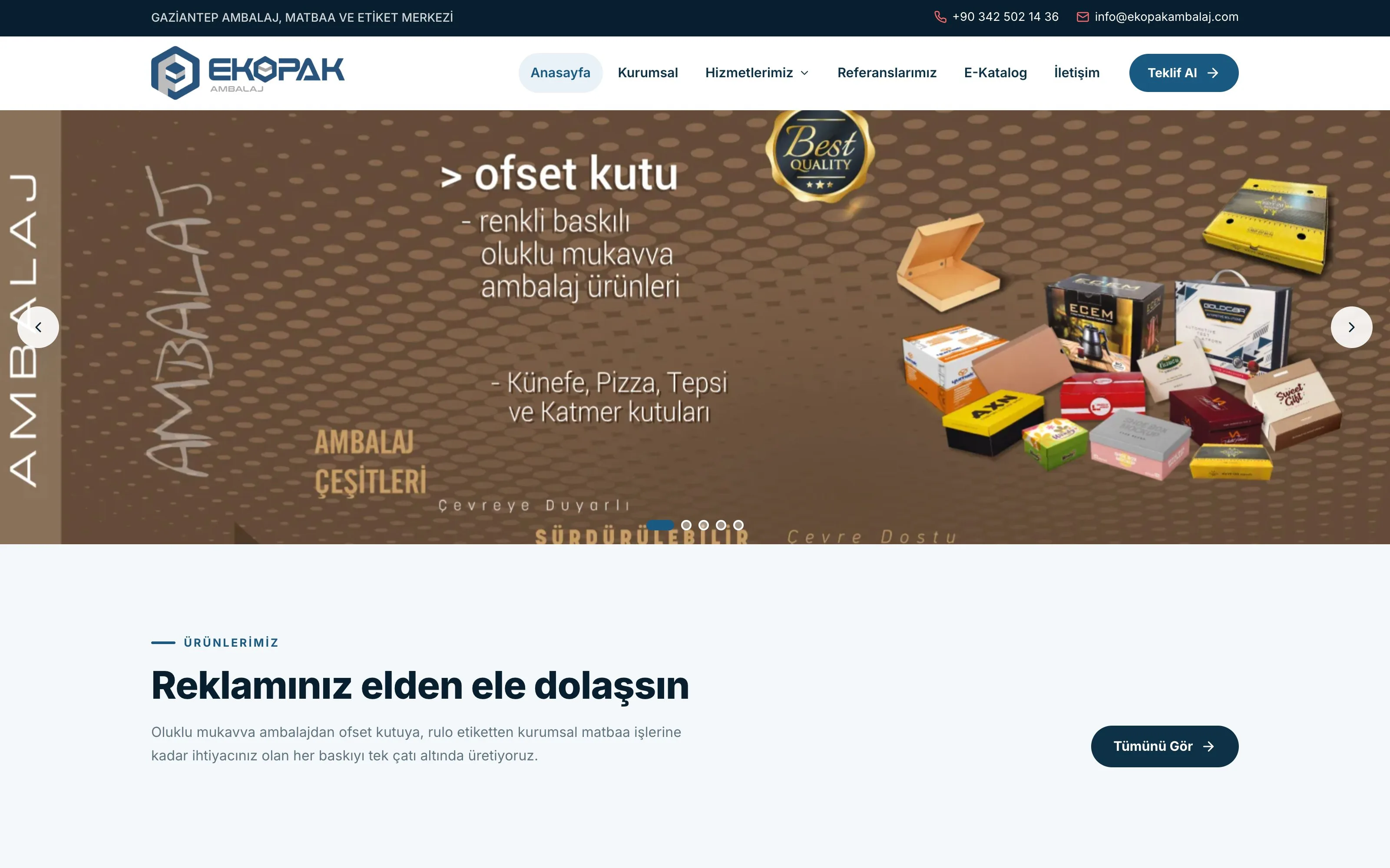 Ekopak Ambalaj web sitesi ekran görüntüsü