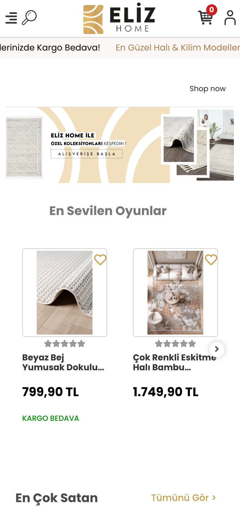 Eliz Home — mobil görünüm