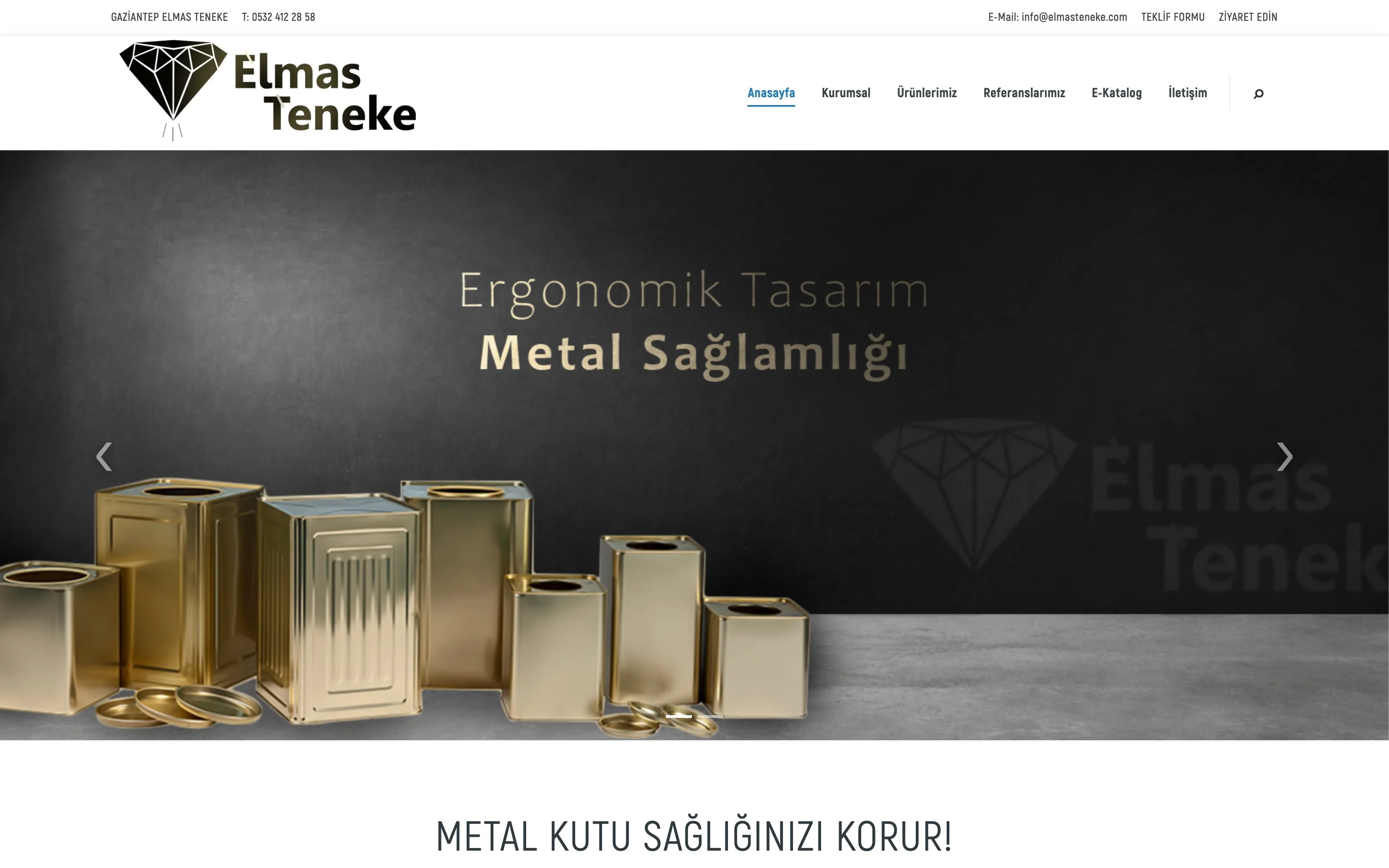 Elmas Teneke web sitesi ekran görüntüsü