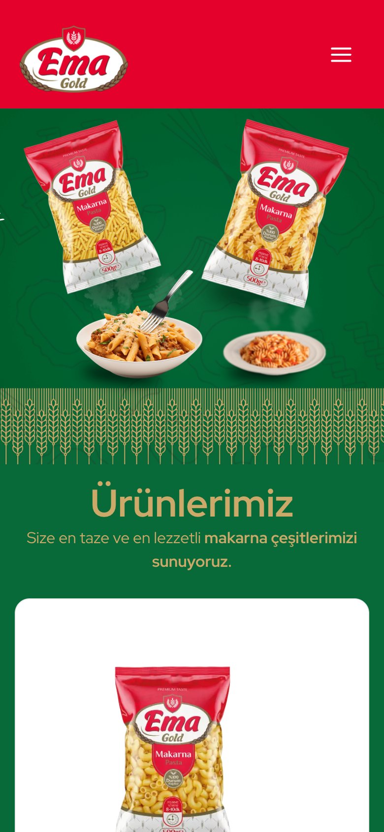 Ema Makarna — mobil görünüm