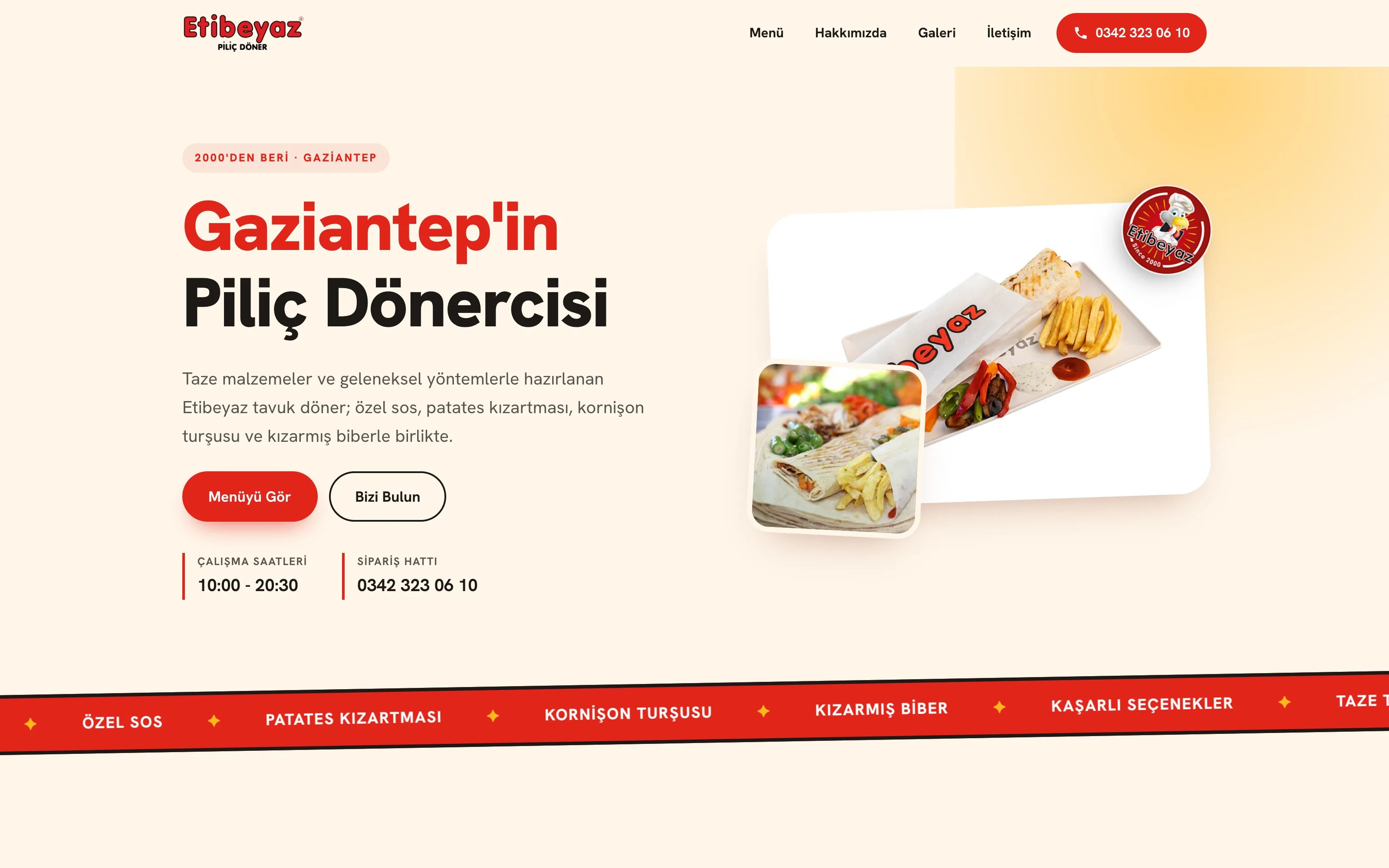 Eti Beyaz Döner web sitesi ekran görüntüsü