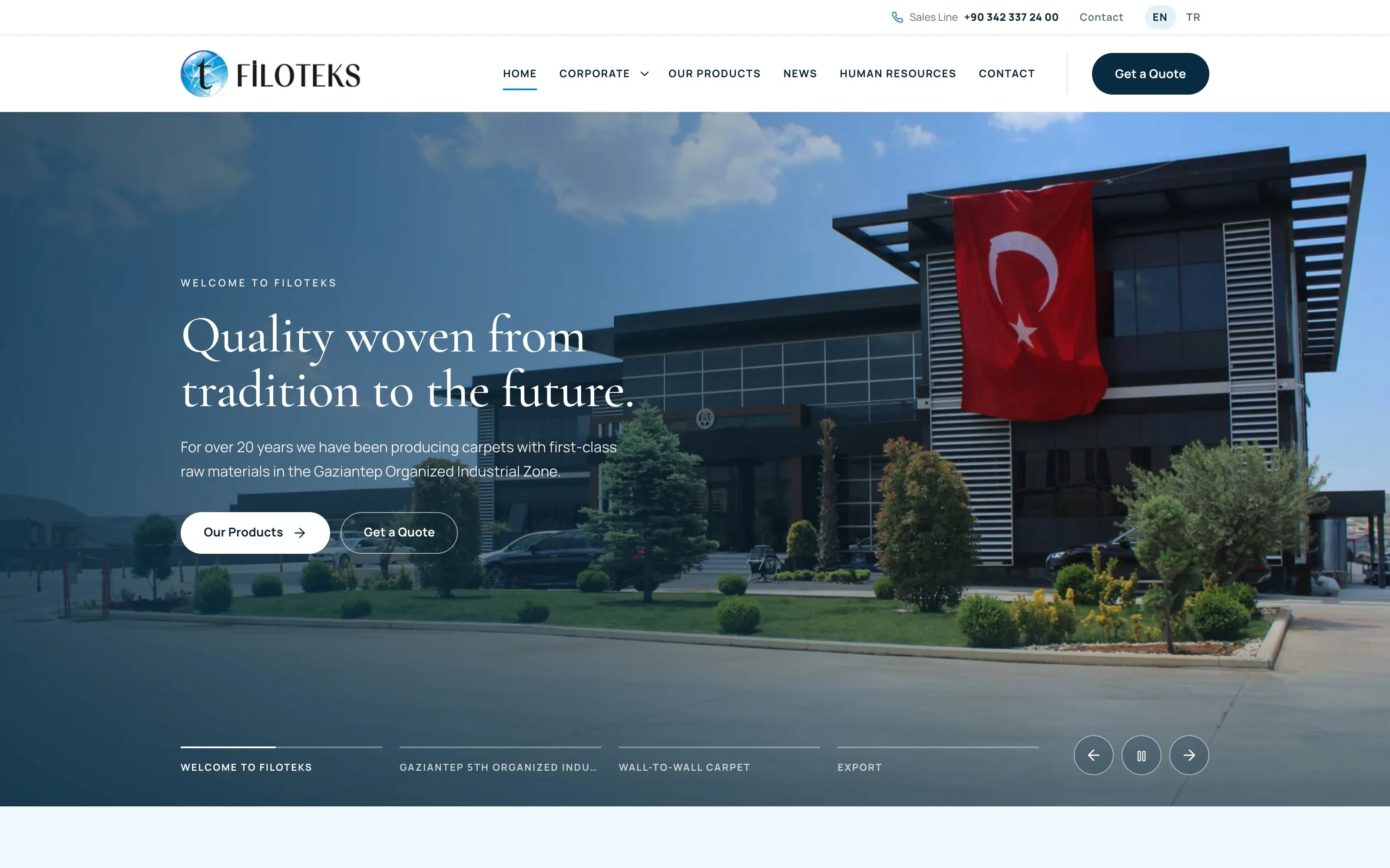Filoteks web sitesi ekran görüntüsü