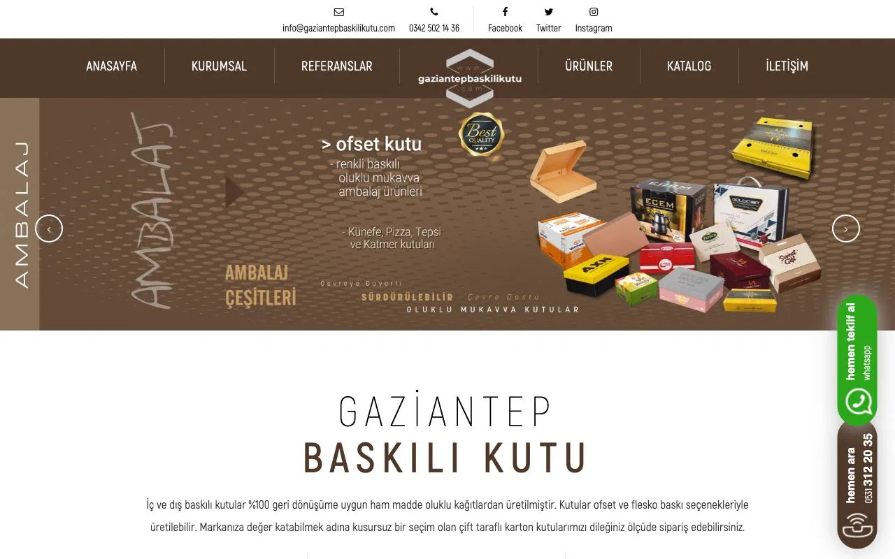 Gaziantep Baskılı Kutu