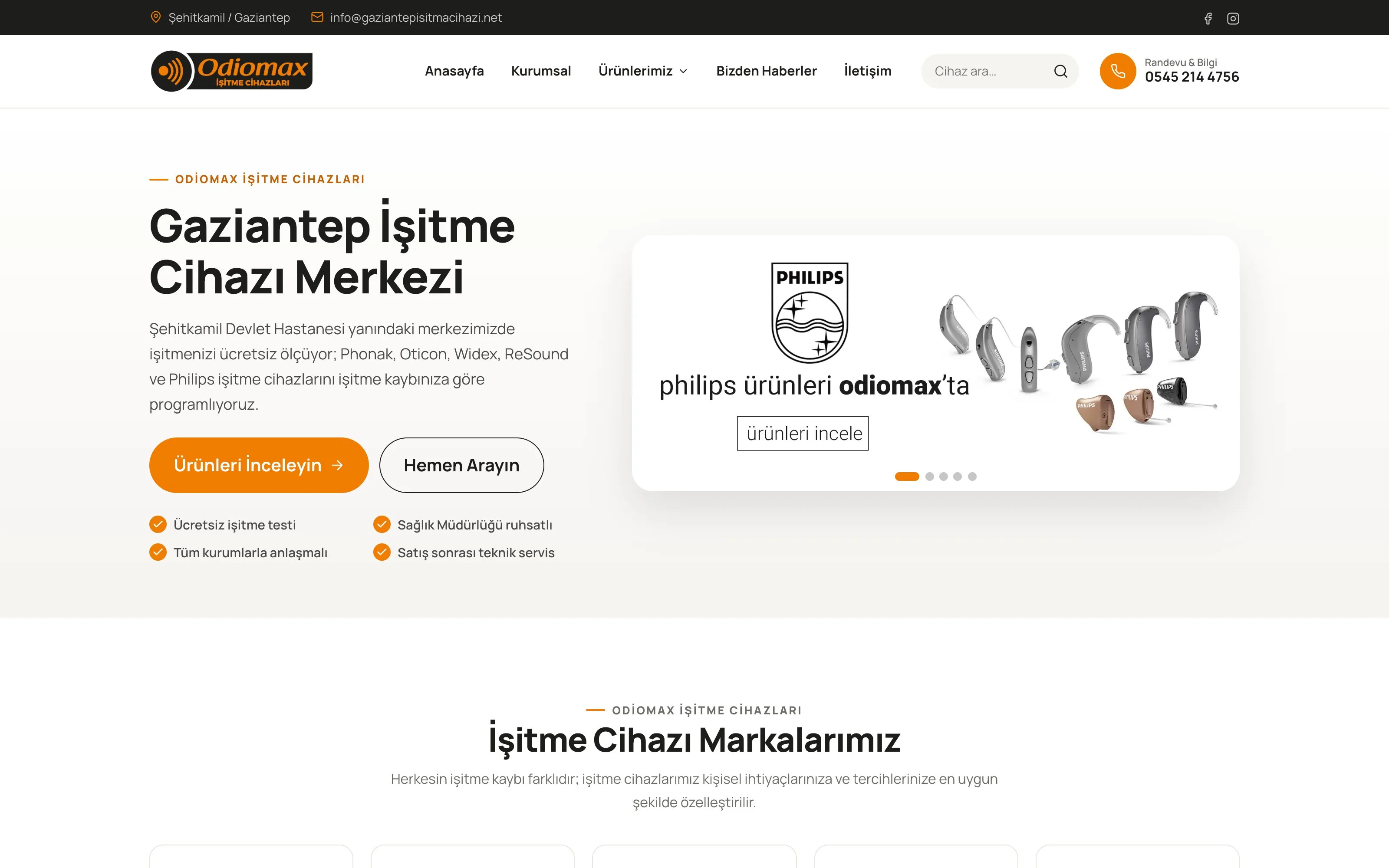 Gaziantep İşitme Cihazı web sitesi ekran görüntüsü