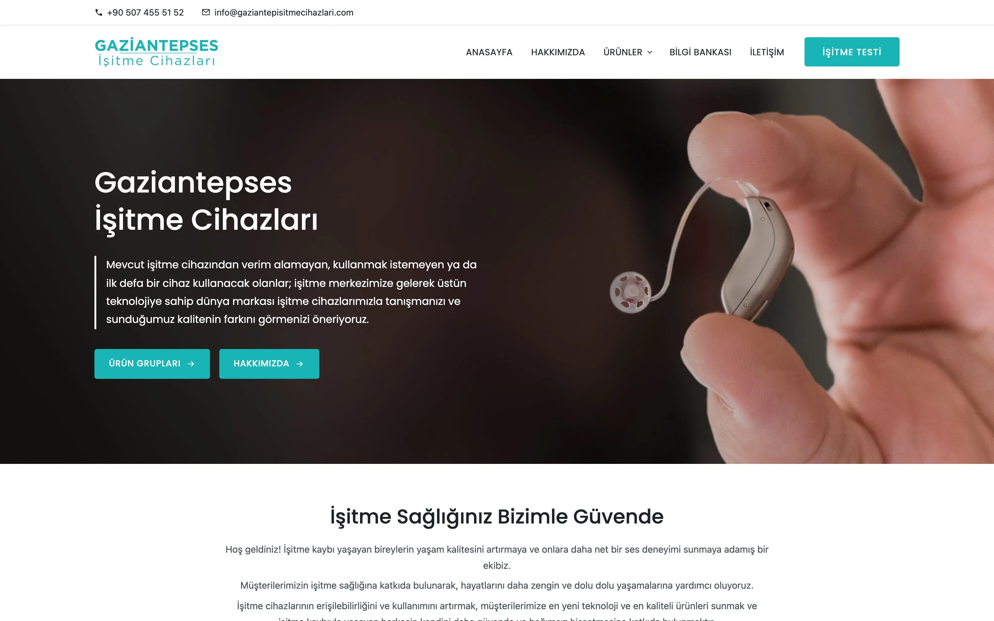 Gaziantep İşitme Cihazları web sitesi ekran görüntüsü