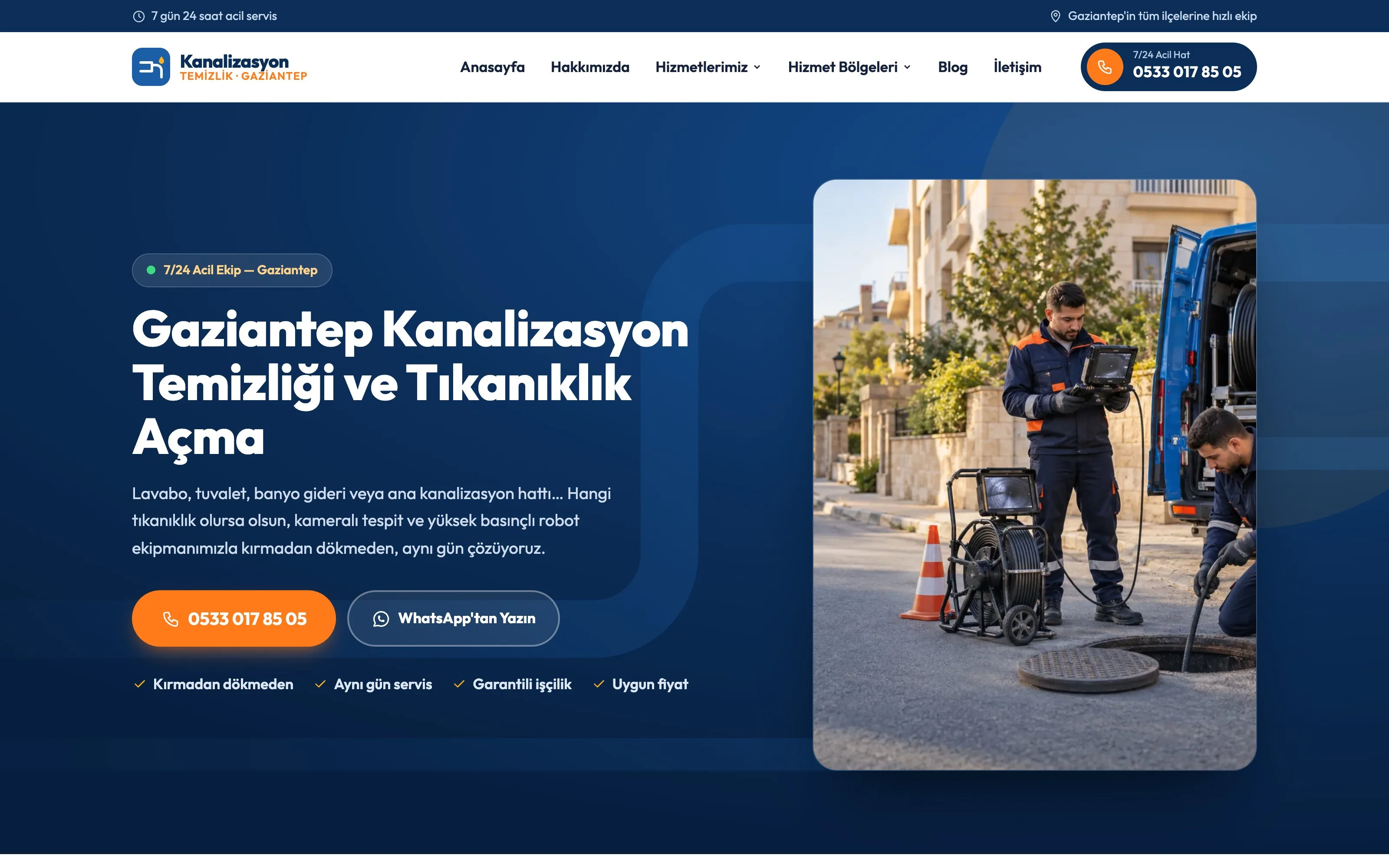 Gaziantep Kanalizasyon Temizliği