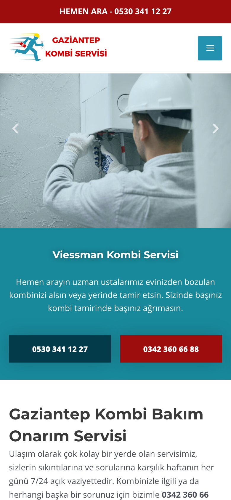 Gaziantep Kombi Servisi — mobil görünüm