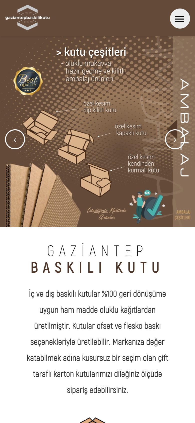 Gaziantep Baskılı Kutu — mobil görünüm