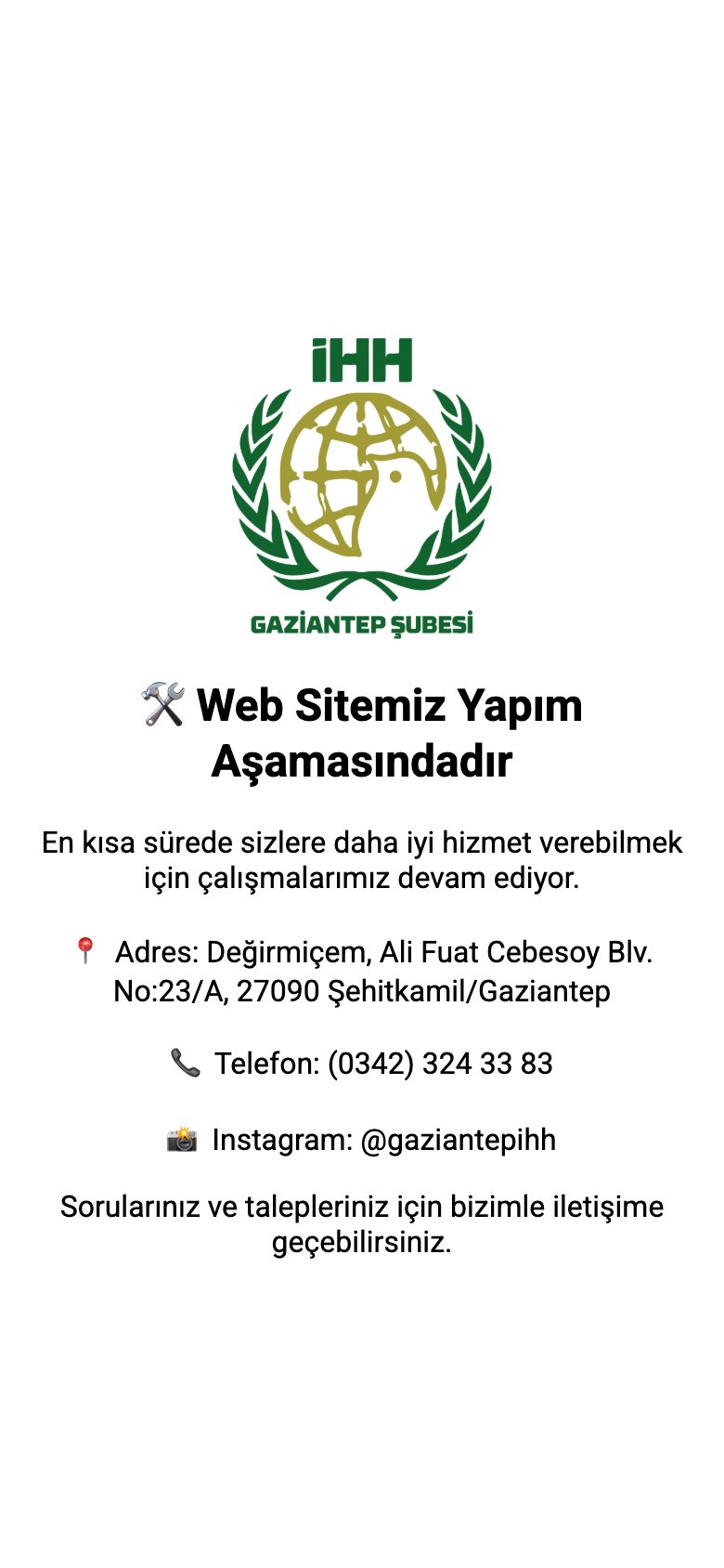 Gaziantep İHH — mobil görünüm