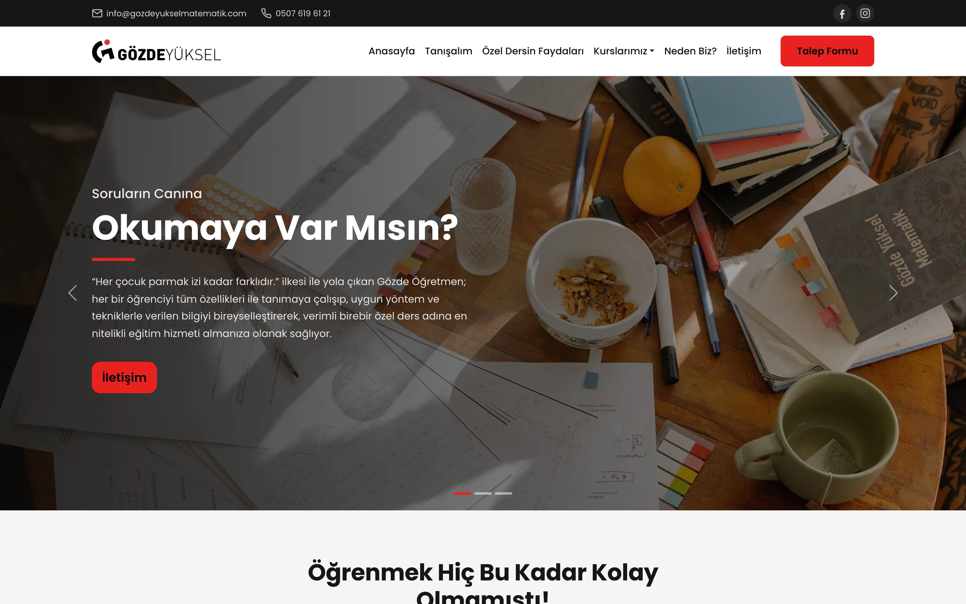 Gözde Yüksel Matematik web sitesi ekran görüntüsü