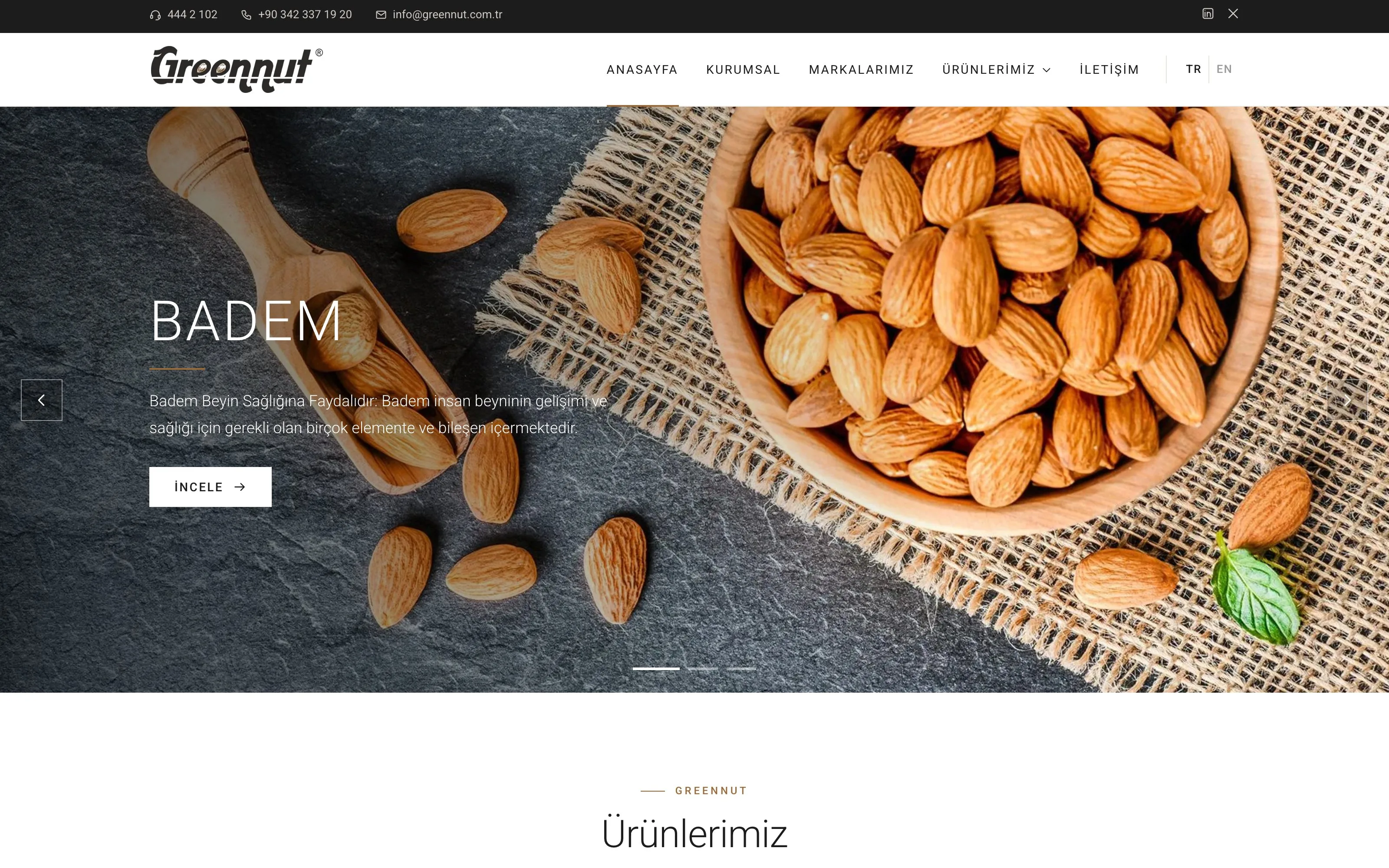 Green Nut web sitesi ekran görüntüsü
