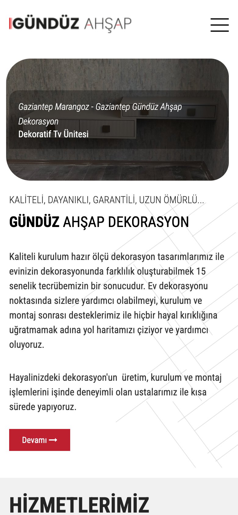Gündüz Ahşap — mobil görünüm