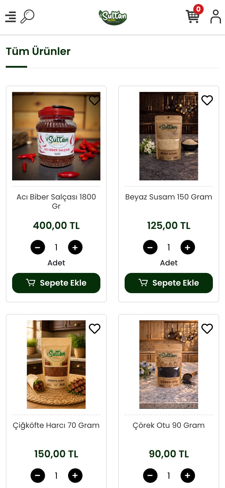 Hanna Food — mobil görünüm