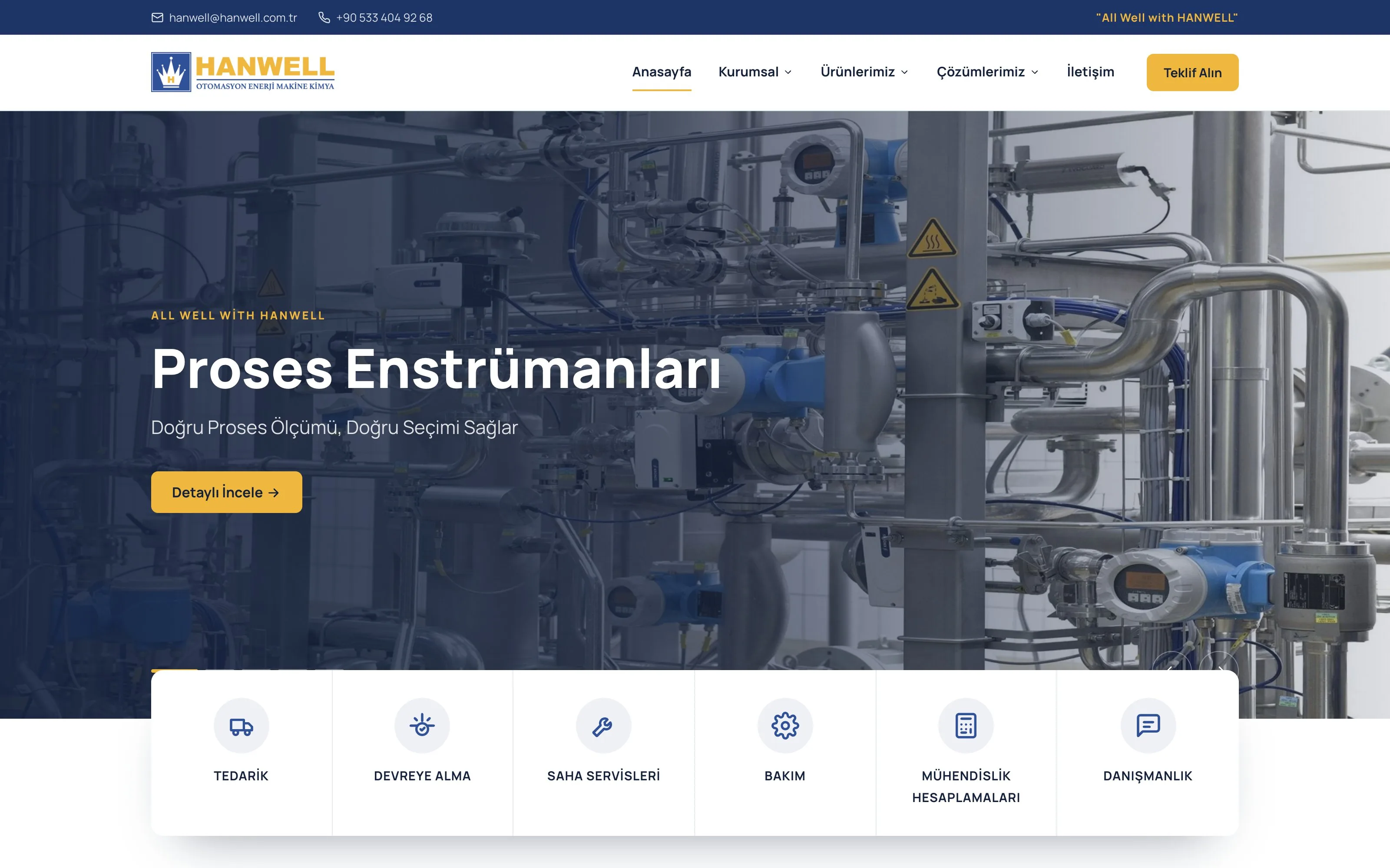 Hanwell web sitesi ekran görüntüsü