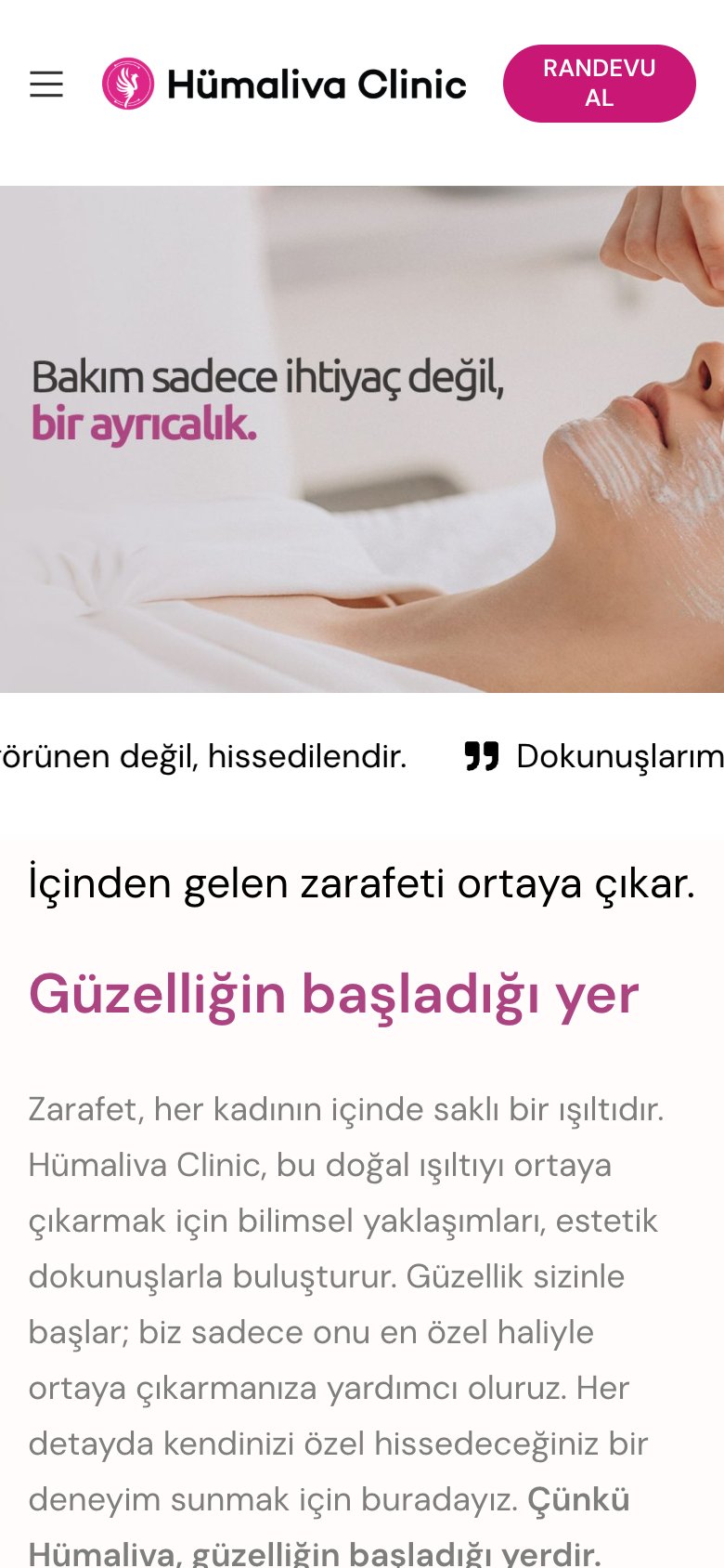 Humaliva Clinic — mobil görünüm