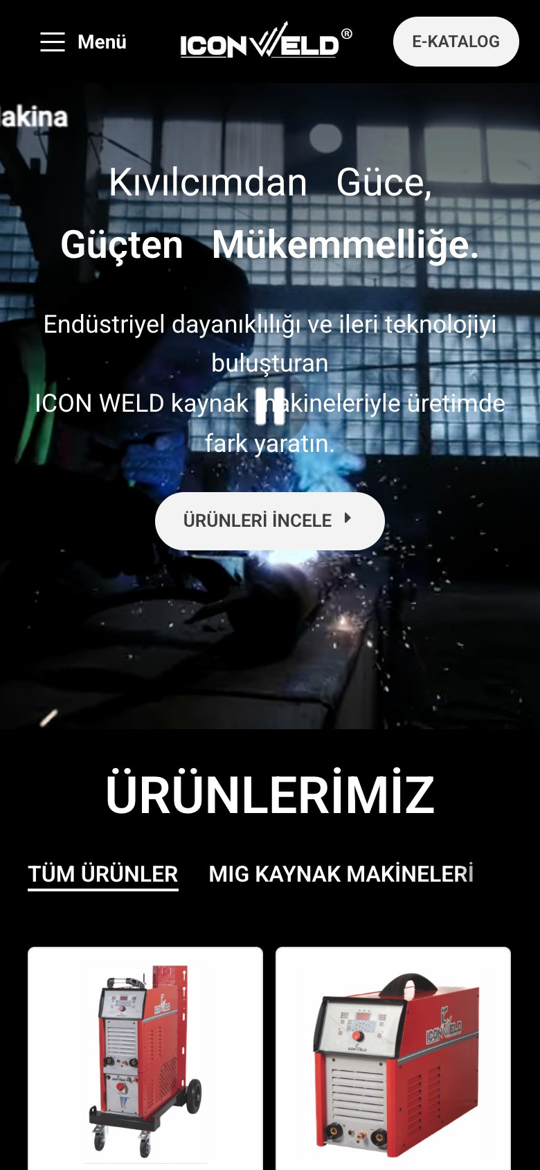 Icon Weld — mobil görünüm