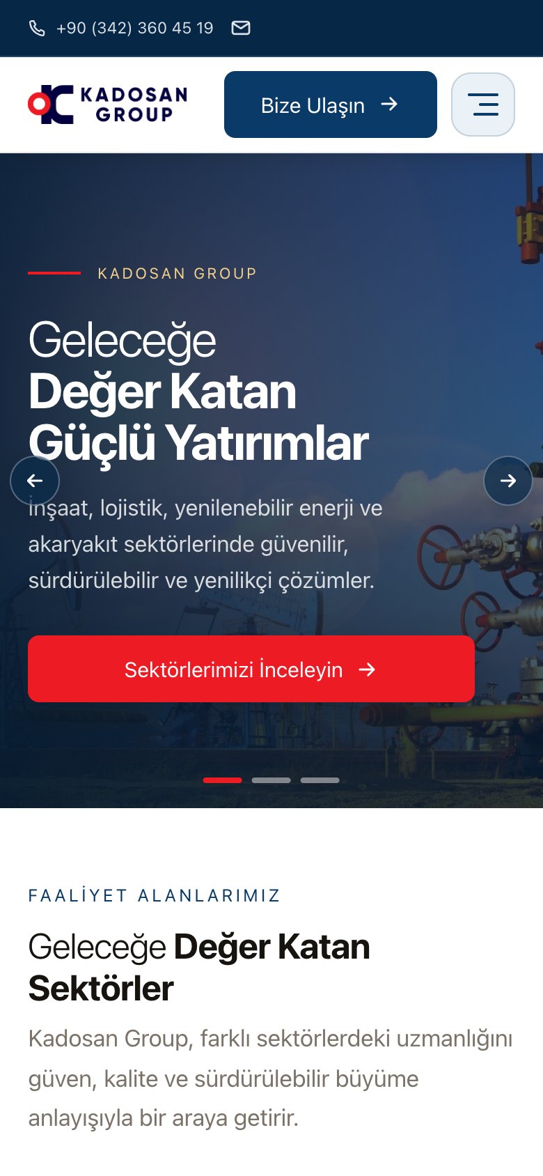 Kadosan Group Kurumsal — mobil görünüm
